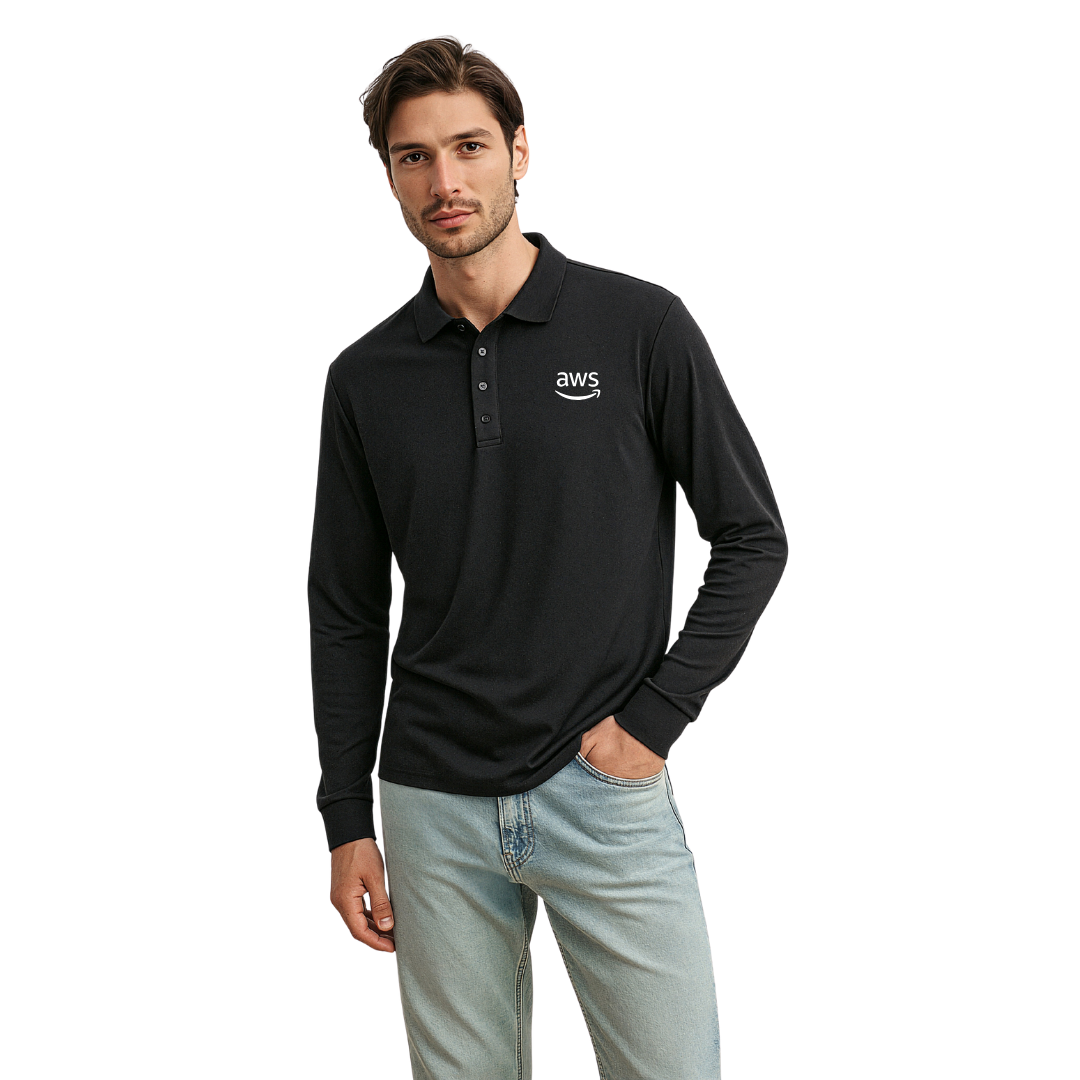 AWS Men's Long Sleeve Polo - BizCool