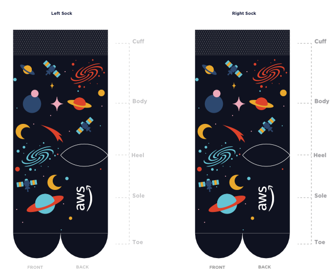 AWS Space socks - AVAILABLE IMMEDIATELY