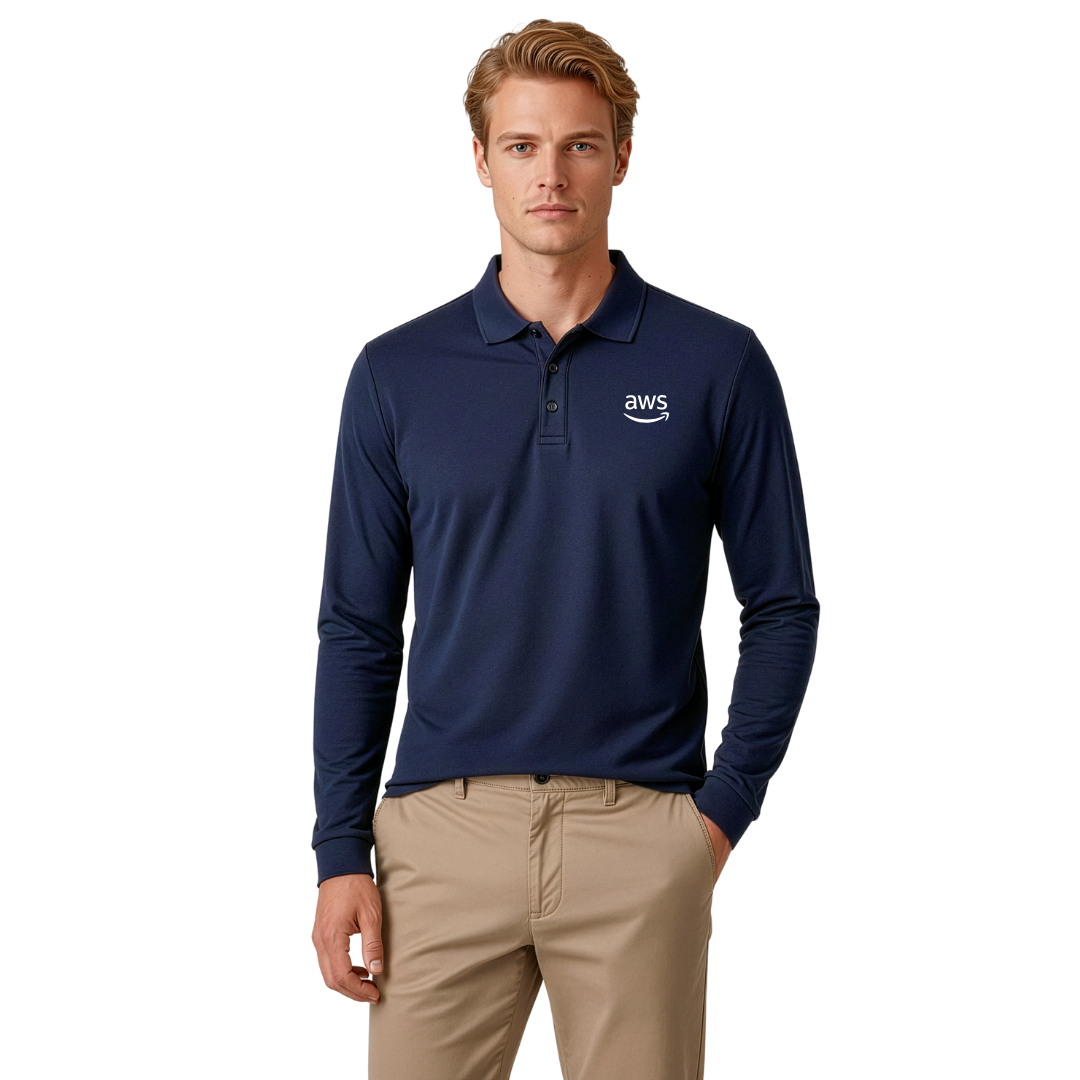 AWS Men's Long Sleeve Polo - BizCool