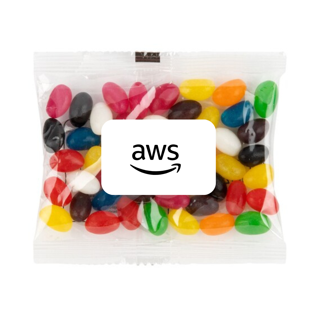 AWS Assorted Colour Mini Jelly Beans in 50 Gram Cello Bag